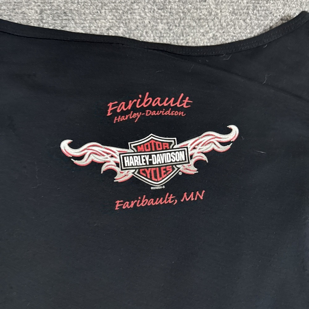 Harley-Davidson Women's Black Faribault MN Shirt SZ L Cutout - Picture 7 of 8